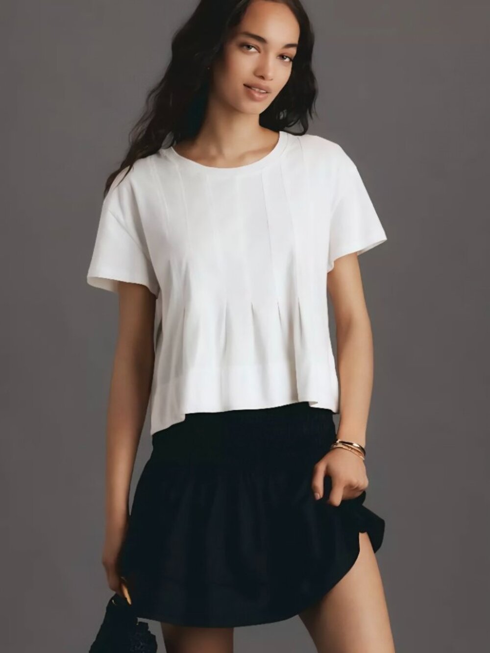 Pilcro Anthropologie Plus White Pleated Swing Tee size 3X